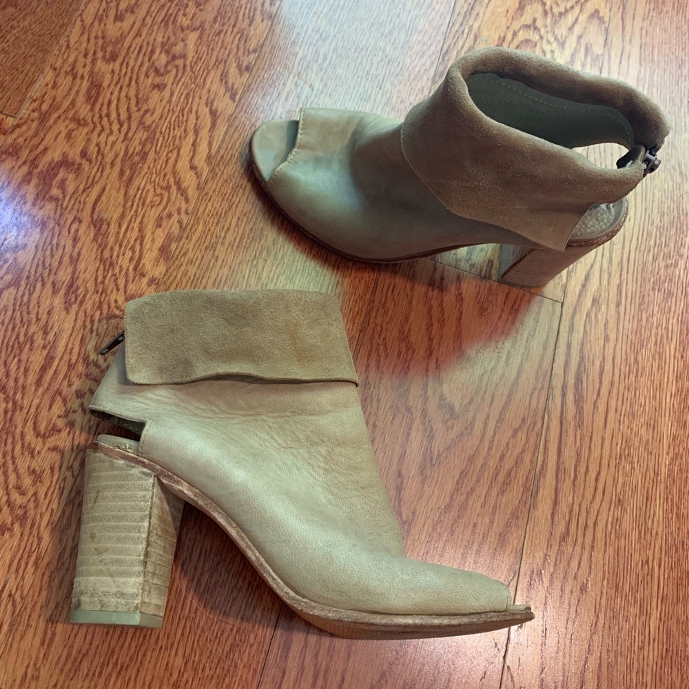 Free People Peep Toe Leather Bootie Heels